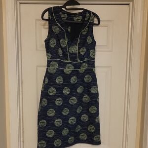 Navy and Green Polka Dot Dress
